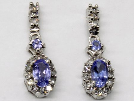 Tanzanite & Diamond Drop Earrings | 0.42ctw, 0.30ctw | Cheap