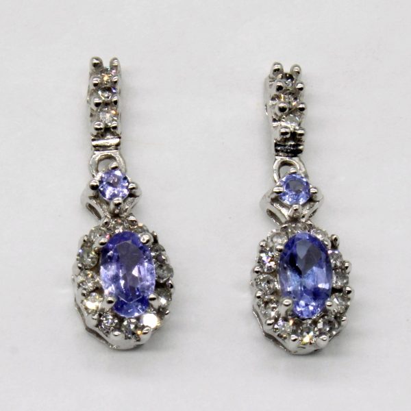 Tanzanite & Diamond Drop Earrings | 0.42ctw, 0.30ctw | Cheap