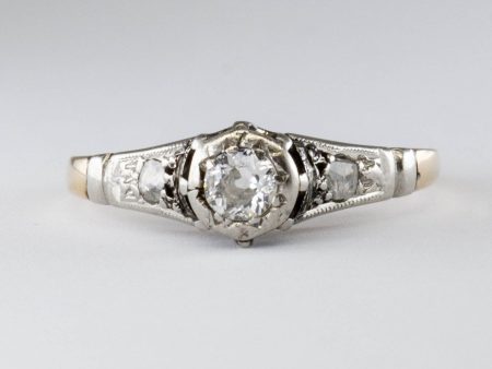 Art Deco 14k Yellow Gold & Platinum Diamond Ring | 0.12ct  | SZ 4.5 | Supply