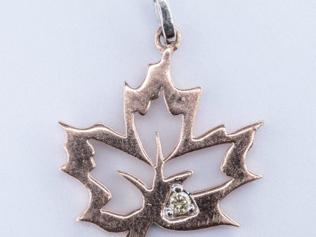 10k Two-Tone Diamond Maple Leaf Pendant | 0.015ct | For Discount