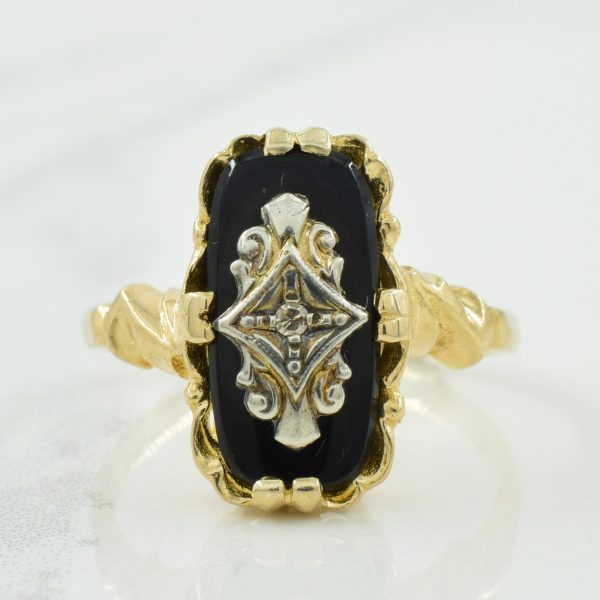 Black Onyx & Diamond Ring | 2.50ct, 0.01ct | SZ 6.25 | Discount