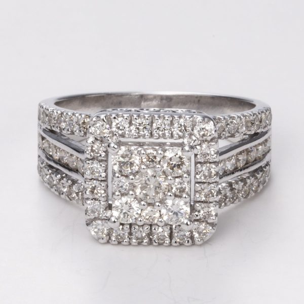 14k White Gold Diamond Ring| 1.24ctw | Sz 6.75 Online now