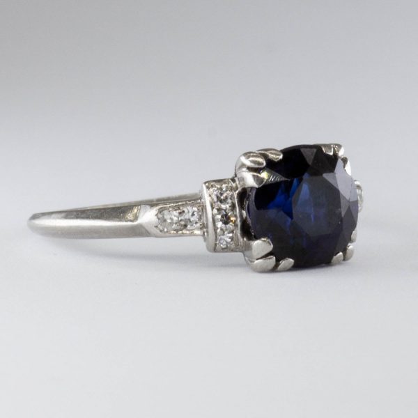 Art Deco Platinum Synthetic Sapphire Ring | 1.70ct  | SZ 5.5 | Online