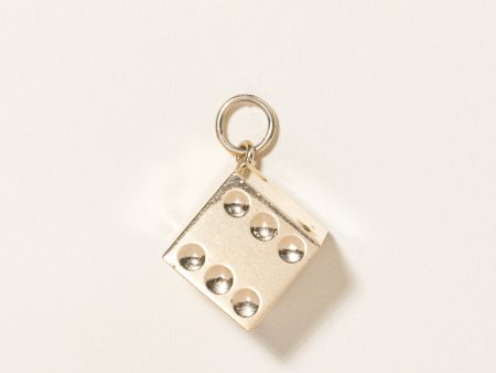 14k Yellow Gold Dice Charm For Sale