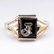 Black Onyx  J  Initial Signet 10k Ring | 0.66ct | SZ 5 | Online now