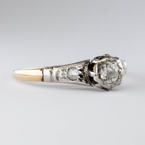 Art Deco 14k Yellow Gold & Platinum Diamond Ring | 0.12ct  | SZ 4.5 | Supply