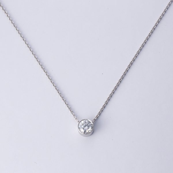 14k White Gold Solitaire Pendant & Chain | 0.84 ct  | 16  on Sale