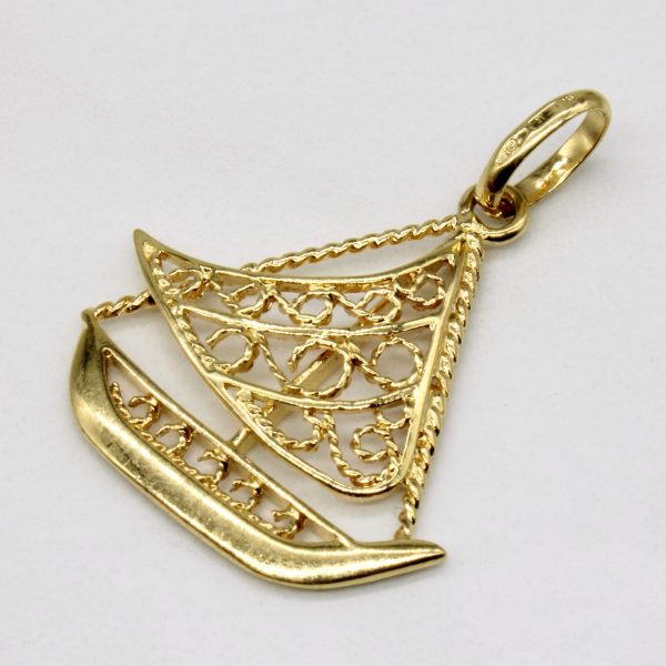 18k Yellow Gold Boat Charm Cheap