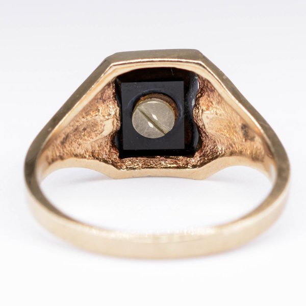 Black Onyx  J  Initial Signet 10k Ring | 0.66ct | SZ 5 | Online now