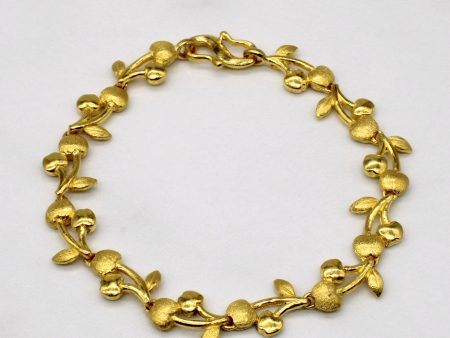 24k Yellow Gold Vine Bracelet | 7  | Fashion