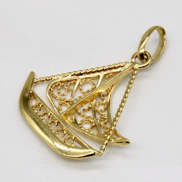 18k Yellow Gold Boat Charm Cheap