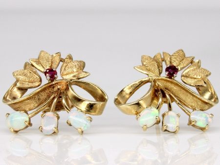 Birks  Vintage Opal & Ruby Earrings | 0.24ctw, 0.10ctw | Hot on Sale