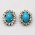 Turquoise & Diamond Halo Earrings | 2.80ctw, 0.38ctw | For Cheap