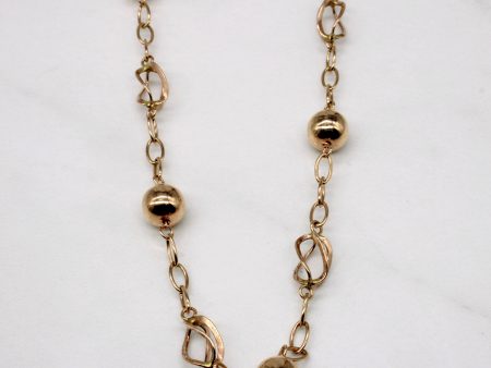 9k Yellow Gold Unique Link Necklace | 17  | For Sale