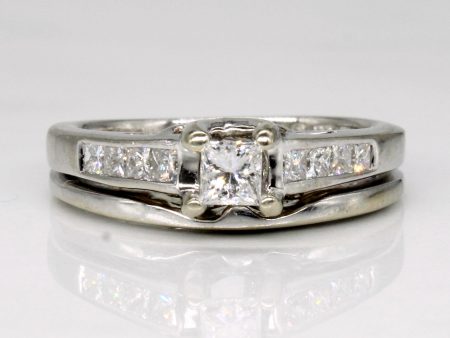 Diamond Princess Cut 14k Ring & Joined Band | 0.18ct, 0.32ctw | SZ 5.25 | For Discount