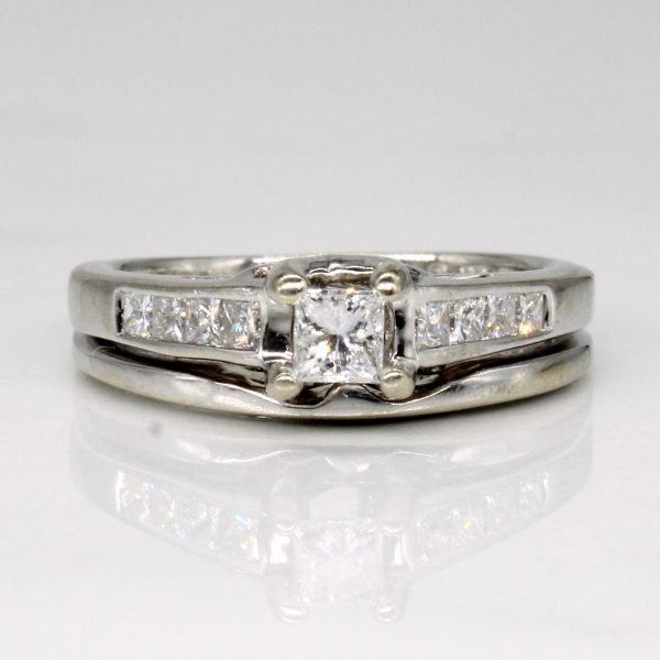 Diamond Princess Cut 14k Ring & Joined Band | 0.18ct, 0.32ctw | SZ 5.25 | For Discount