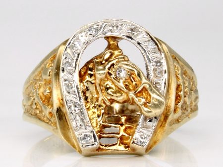 Diamond Horse Portrait Ring | 0.05ctw | SZ 8.5 | Hot on Sale