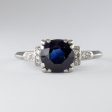 Art Deco Platinum Synthetic Sapphire Ring | 1.70ct  | SZ 5.5 | Online