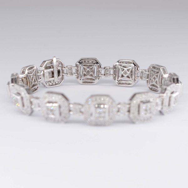 Art-Deco Inspired Geometric Halo Diamond Bracelet | 2.40ctw | 6.5  | Supply