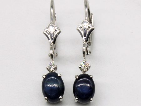 Star Sapphire with Diamond Earrings | 1.48ctw, 0.05ctw | Hot on Sale