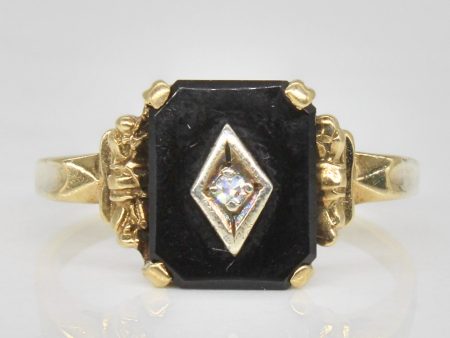 Onyx & Diamond Ring | 2.00ct, 0.02ct | SZ 8.25 | For Cheap