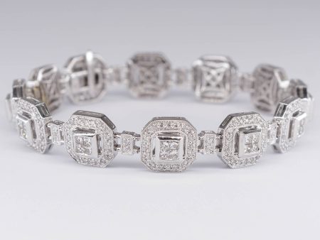 Art-Deco Inspired Geometric Halo Diamond Bracelet | 2.40ctw | 6.5  | Supply