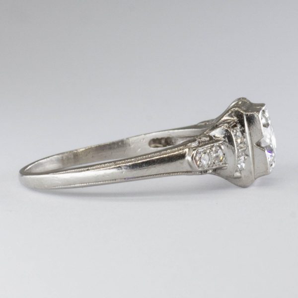 Art Deco Platinum Transitional Cut Diamond Ring | 0.35ct  | SZ 4.5 | Cheap