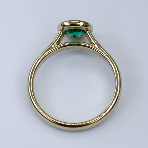 100 Ways  Bezel Set Emerald Solitaire | 0.56 ct | SZ 6.75 | For Sale