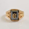 C  Initialed Black Hematite Ring | 6.50ct | SZ 7.5 | Online Hot Sale