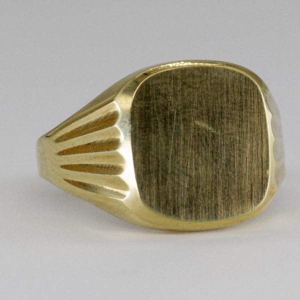 14k Yellow Gold Plain Signet Ring | SZ 11 | Fashion