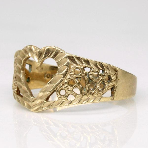 10k Yellow Gold Lattice Heart Ring | SZ 5.75 | Hot on Sale