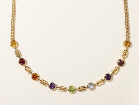 18k Yellow Gold Multi Gem Necklace | 3.60ctw | 18  on Sale