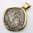 18k Gold Bezel Set Sterling Silver Coin on Sale