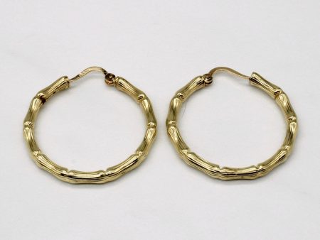 10k Yellow Gold Bamboo Hoop Earrings Online