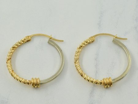 10k Two Tone Hoop Earrings | Sale