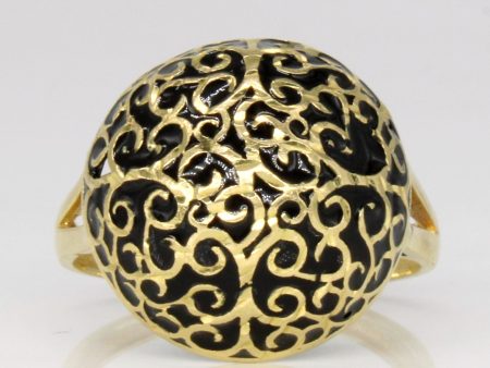 18k Yellow Gold & Enamel Ring | SZ 7.5 | Online now