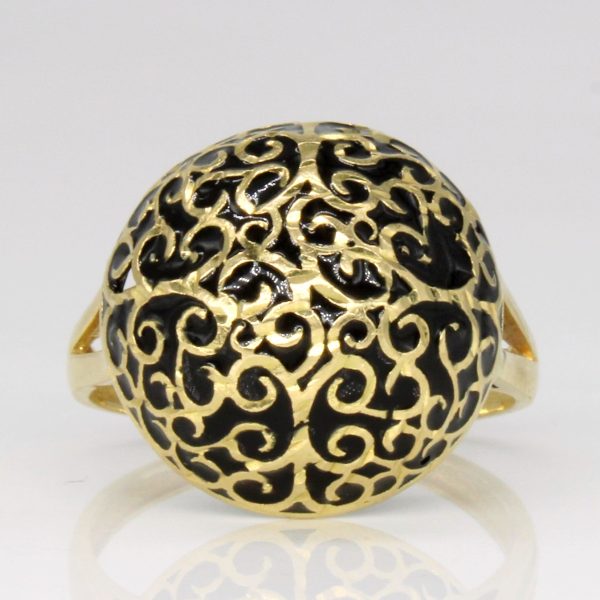 18k Yellow Gold & Enamel Ring | SZ 7.5 | Online now