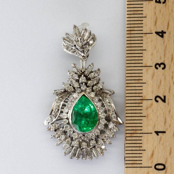 18k White Gold Diamond and Emerald Pendant | 3.00 ct | 1.02 ctw Fashion