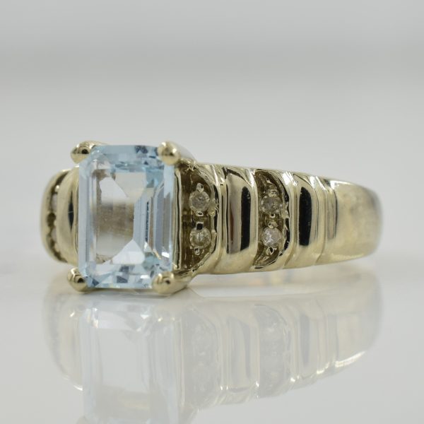 Aquamarine & Diamond Cocktail Ring | 0.85ct, 0.04ctw | SZ 5 | Online