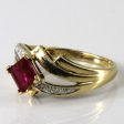 Bypass Synthetic Ruby & Diamond Ring | 0.90ct | 0.03ctw | SZ 7 | on Sale