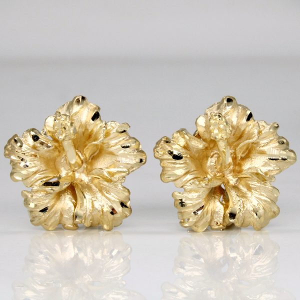 14k Yellow Gold Flower Earrings Discount