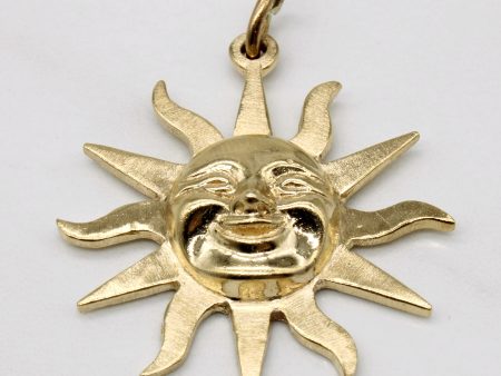 14k Yellow Gold Sun Pendant For Cheap