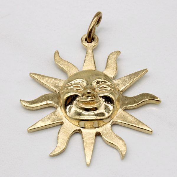 14k Yellow Gold Sun Pendant For Cheap