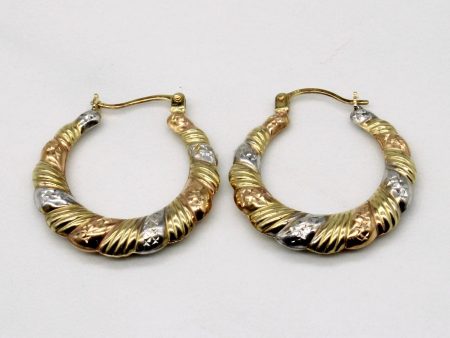 10k Tri Tone Gold Hoop Earrings Online