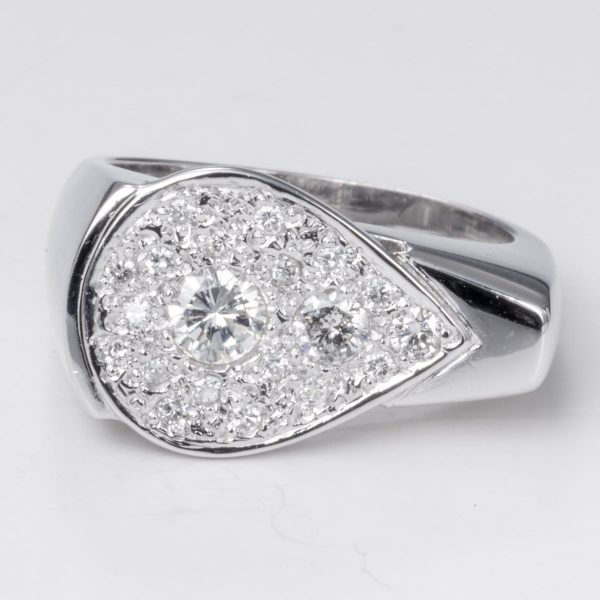 18k White Gold Fancy Design Diamond Ring | 0.57 ctw | Sz 6.75 Online Sale