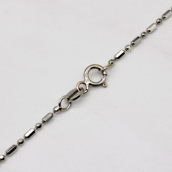 14k White Gold Bead Chain | 15  | For Sale