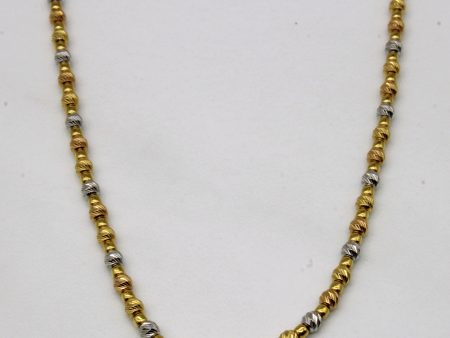 18k Two Tone Gold Bead Chain | 16  | Online Sale