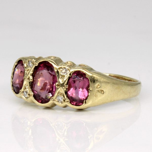 1987 Birmingham Hallmarked Garnet Three Stone Ring | 1.00ctw | SZ 7 | Online now