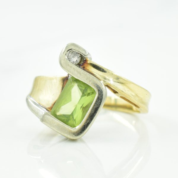 Bypass Peridot & Diamond Ring | 0.90ct, 0.04ct | SZ 4.75 | Hot on Sale