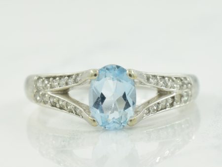 Aquamarine & Diamond Ring | 0.65ct, 0.12ctw | SZ 7.75 | Online now